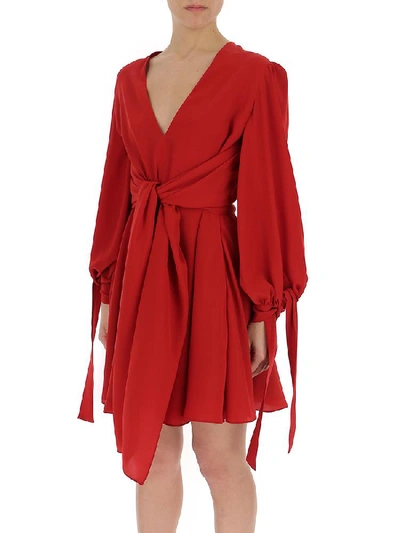 Shop Stella Mccartney Tie Waist Mini Dress In Red
