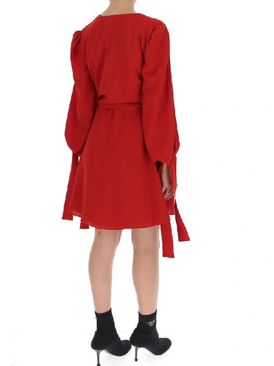 Shop Stella Mccartney Tie Waist Mini Dress In Red
