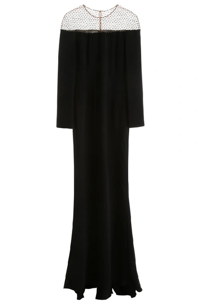 Shop Stella Mccartney Split Sleeve Evening Dress In Black