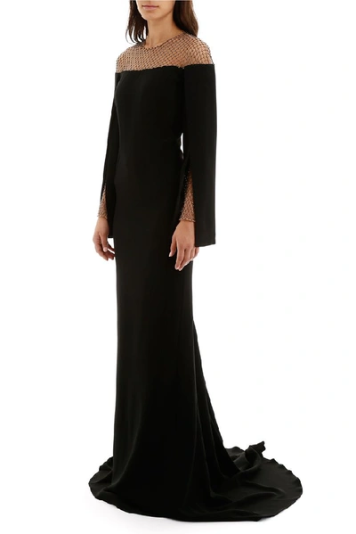 Shop Stella Mccartney Split Sleeve Evening Dress In Black