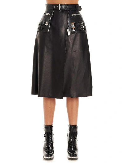 Shop Alexander Mcqueen Belted Peplum Skirt In Black