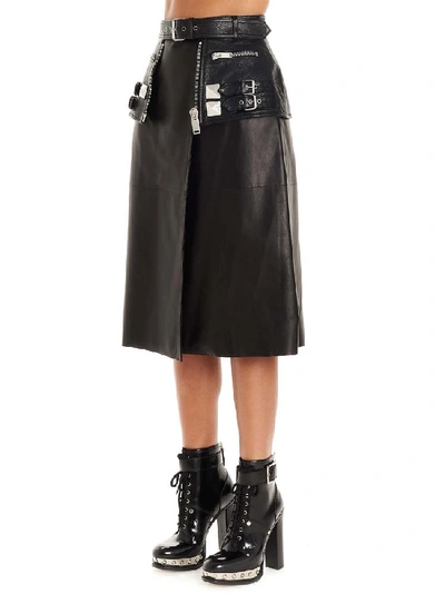 Shop Alexander Mcqueen Belted Peplum Skirt In Black