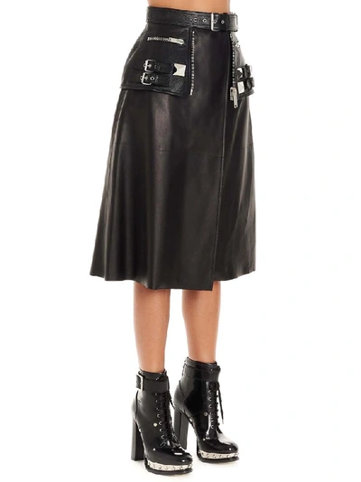 Shop Alexander Mcqueen Belted Peplum Skirt In Black