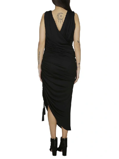 Shop Lanvin Asymmetric Ruched Dress In Black