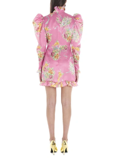 Shop Alessandra Rich Floral Print Turtleneck Mini Dress In Multi