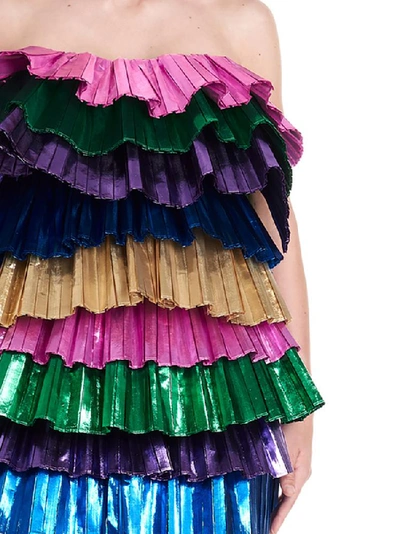 Shop Attico Strapless Pleated Ruffle Mini Dress In Multi