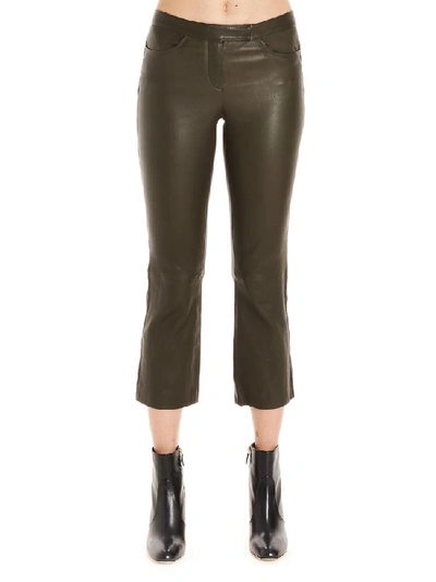 Shop Theory Cropped Flared Pants In Green
