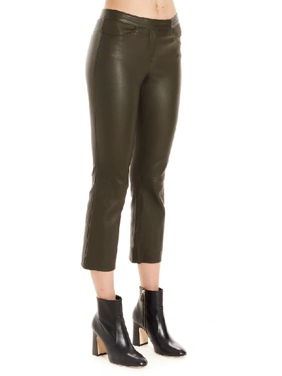 Shop Theory Cropped Flared Pants In Green