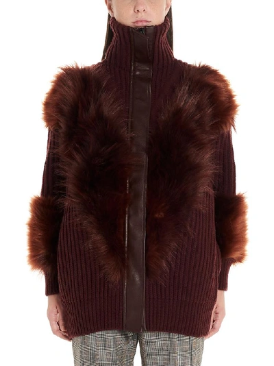 Shop Stella Mccartney Fur Trim Zip In Red