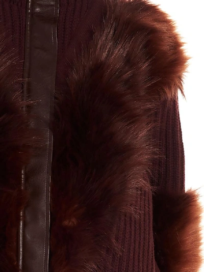 Shop Stella Mccartney Fur Trim Zip In Red