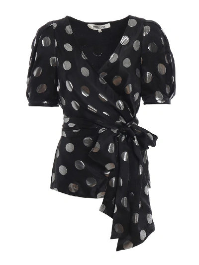 Shop Diane Von Furstenberg Larryn Dotted Wrap Blouse In Multi