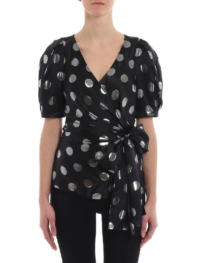 Shop Diane Von Furstenberg Larryn Dotted Wrap Blouse In Multi