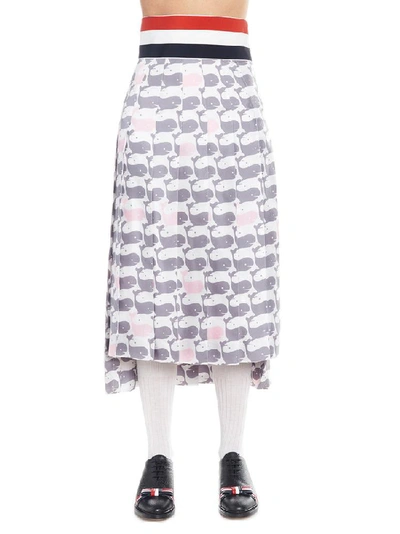 Shop Thom Browne Whale Printed Midi Skirt In Multi