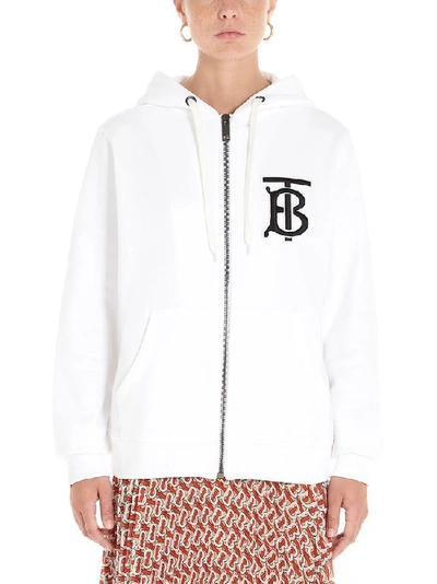 Shop Burberry Tb Monogram Hooded Jacket In White