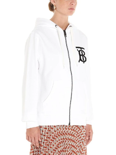 Shop Burberry Tb Monogram Hooded Jacket In White