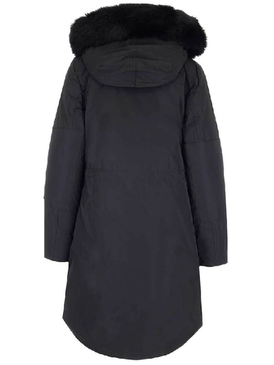 Shop Woolrich Fox Fur Hooded Parka Coat In Black