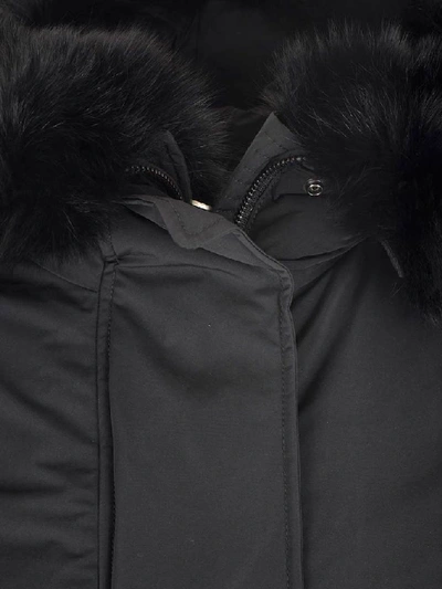 Shop Woolrich Fox Fur Hooded Parka Coat In Black