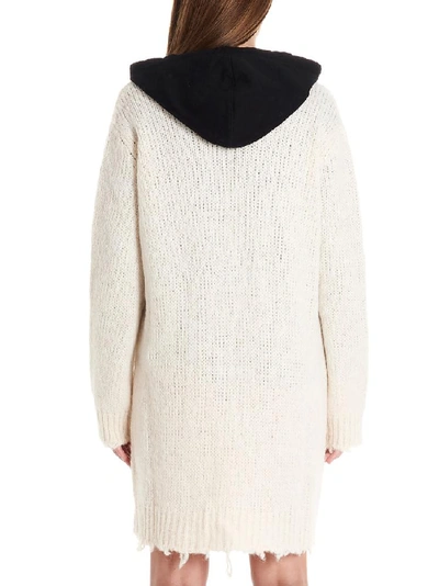 Shop Red Valentino Hooded Knitted Cardigan In White