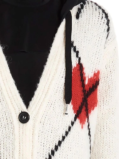 Shop Red Valentino Hooded Knitted Cardigan In White