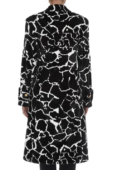 Shop Versace Marble Print Coat In Black