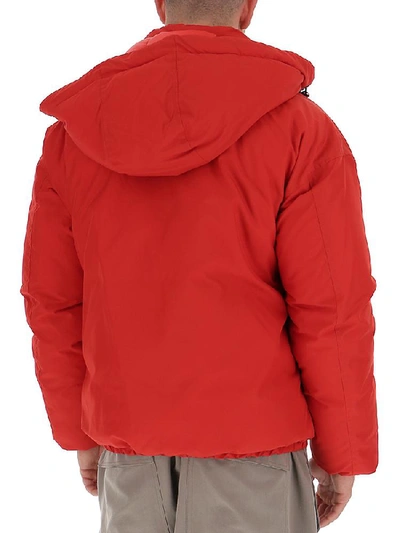 Shop Givenchy Logo Patch Hooded Puffer Jacket In Red