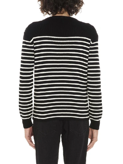 Shop Saint Laurent Striped Knitted Jumper In Multi