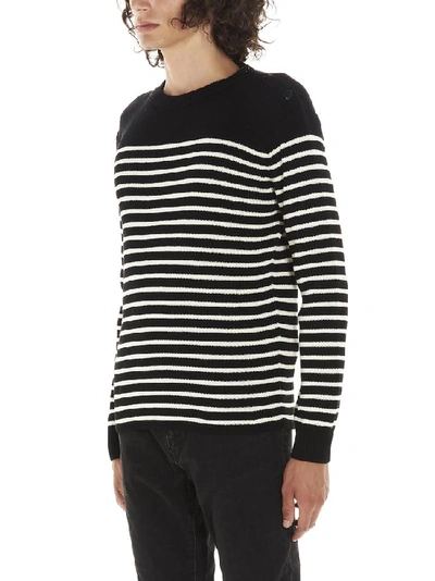 Shop Saint Laurent Striped Knitted Jumper In Multi