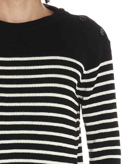 Shop Saint Laurent Striped Knitted Jumper In Multi