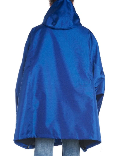 Shop Balenciaga Oversized Hooded Parka In Blue