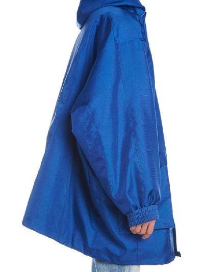 Shop Balenciaga Oversized Hooded Parka In Blue