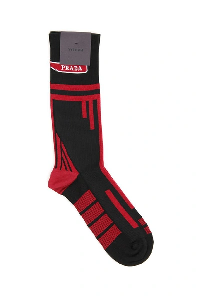 Shop Prada Logo Socks In Multi