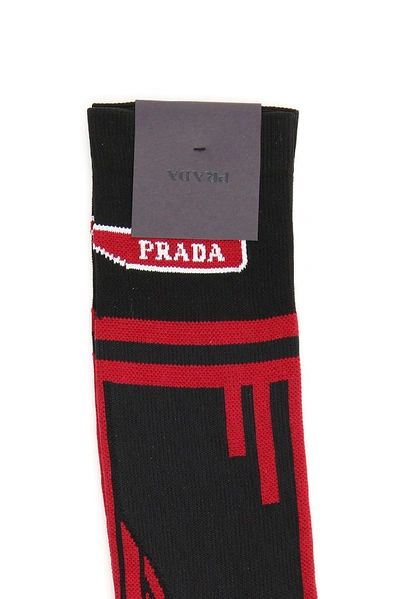 Shop Prada Logo Socks In Multi