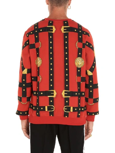 Shop Versace Graphic Print Sweatshirt In Red