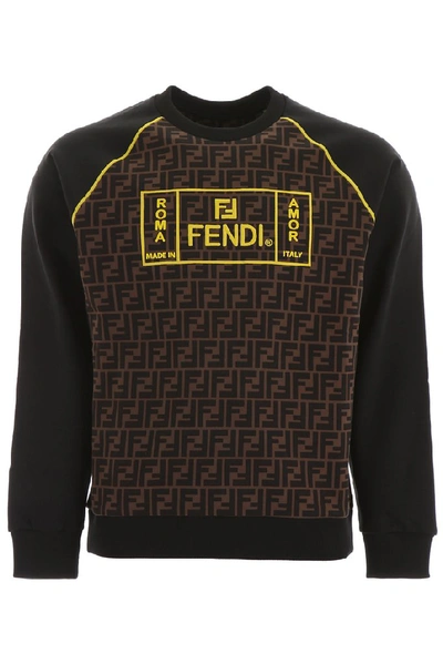Shop Fendi Ff Logo Print Sweatshirt In Lemon