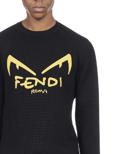 Shop Fendi Bag Bugs Logo Crewneck Sweater In Black