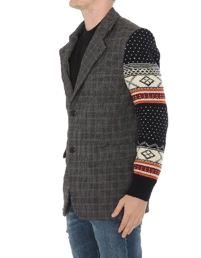 Shop Junya Watanabe Comme Des Garçons Contrast Sleeves Blazer In Multi