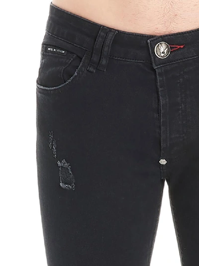 Shop Philipp Plein Super Straight Statement Ripped Jeans In Black