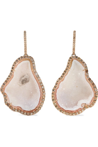 Shop Kimberly Mcdonald 18-karat Rose Gold, Geode And Diamond Earrings