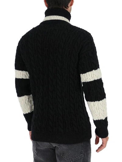 Shop Saint Laurent Argyle Turtle Neck Knitted Pullover In Multi