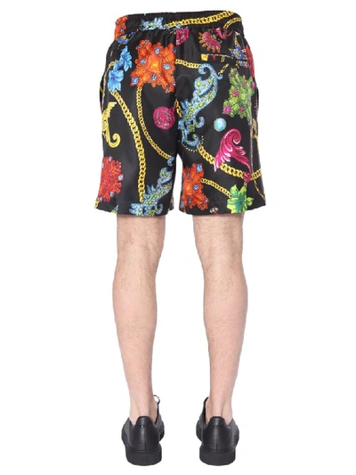 Shop Versace Printed Tailored Shorts In Multi