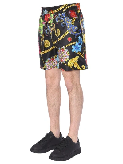 Shop Versace Printed Tailored Shorts In Multi