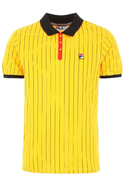 Shop Fila Striped Contrast Collar Polo Shirt In Multi