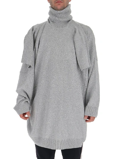 Shop Raf Simons Turtleneck Knitted Sweater In Grey
