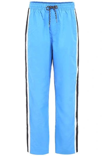 Shop Burberry Stripe Jersey Trackpants In Blue