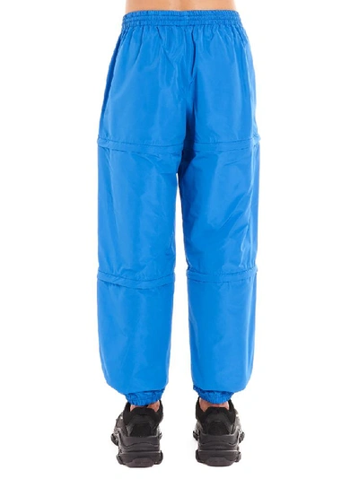 Shop Balenciaga Zipped Logo Tracksuit Pants In Blue