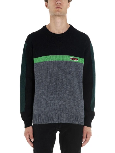 Shop Kenzo Logo Patch Colour Block Panel Pullover In Multi
