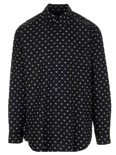 Shop Balenciaga All Over Logo Shirt In Black