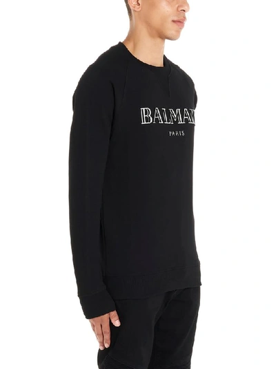 Shop Balmain Logo Crewneck Jumper In Black