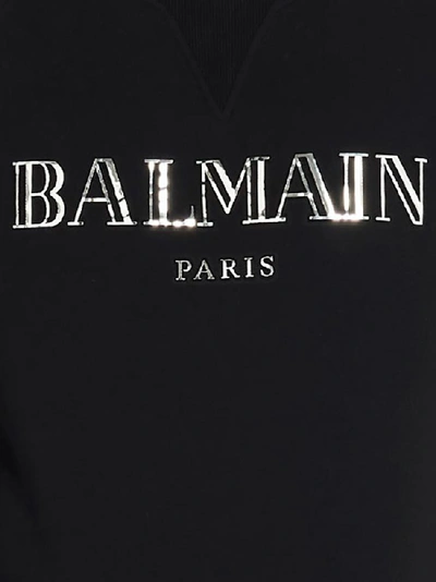 Shop Balmain Logo Crewneck Jumper In Black