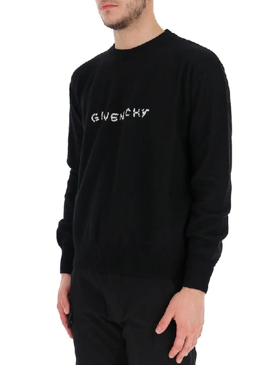 Shop Givenchy Logo Embroidered Sweater In Black